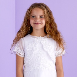 Girls White Embroidered Short Sleeved Bolero - Anna P176 by Peridot