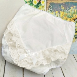 Baby Girls White Bow Deep Frilly Lace Knickers Christening Baptism Wedding  