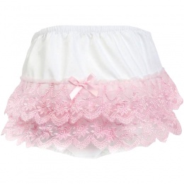 BABY BABIES WHITE PINK LACE FRILLY KNICKERS PANTS