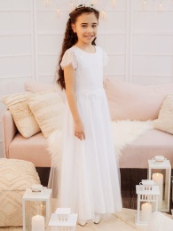 Emmerling White Lace & Tulle Communion Dress - Style Keelin