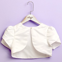 Girls Ivory Duchess Satin Petal Sleeve Bolero - Molly P209A by Peridot