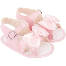 Baby Girls Pink Bow Patent Soft Sole Sandals