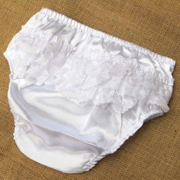 Baby Girls Ivory Bow Deep Frilly Lace Knickers Christening Baptism