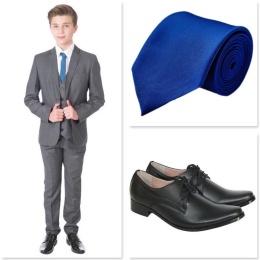 Boys Grey Milano Communion 5 Piece Suit, Shoes & Tie