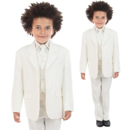 Boys Ivory 5 Piece Slim Fit Suit