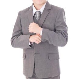 Boys Light Grey Formal Jacket & Tie