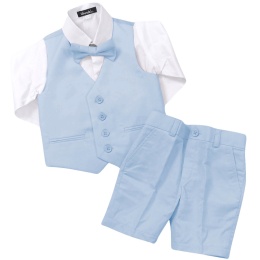 Boys Pastel Blue 4 Piece Shorts Suit