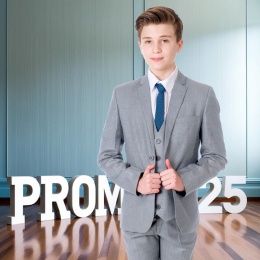 Cool Light Grey Slim Fit Three Piece Teen Prom Suit