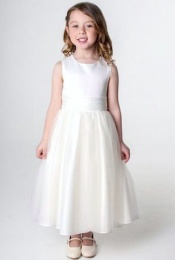 Girls Ivory Organza & Diamante Dress