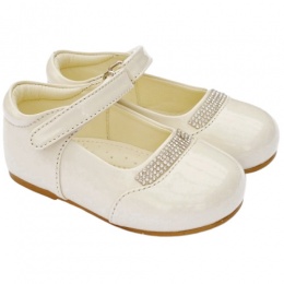 Girls Ivory Patent 'Princess' Diamante Special Occasion Shoes