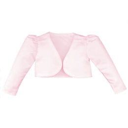 Girls Light Pink Satin Long Sleeved Bolero