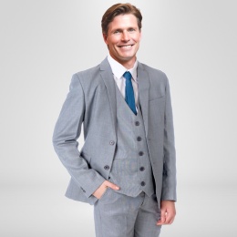 Men's Cool Light Grey Slim Fit Three Piece Wedding Suit